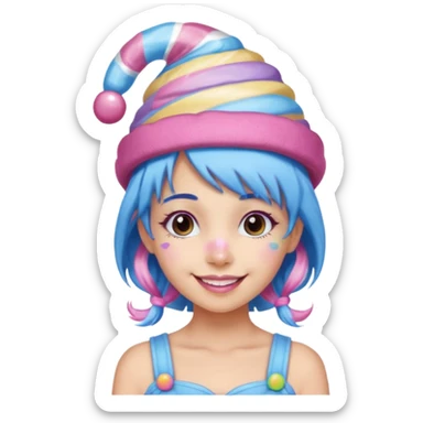candy hatted girl from candyland blue pink mixed hair sticker