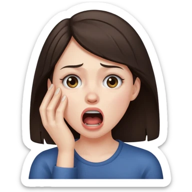 a brunette woman choking herself sticker