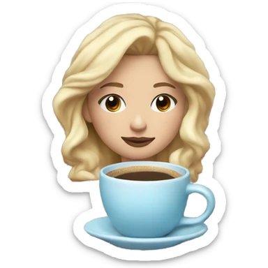blonde girl with light blue eyes inside a Christmas blanket sipping coffee eyes closed with soft makeup sticker