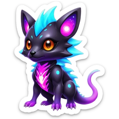 Epic Edgy Cute Colorful Vibrant Dark Nebula Modern Vernid-Protogen-creature-animal, full body sticker