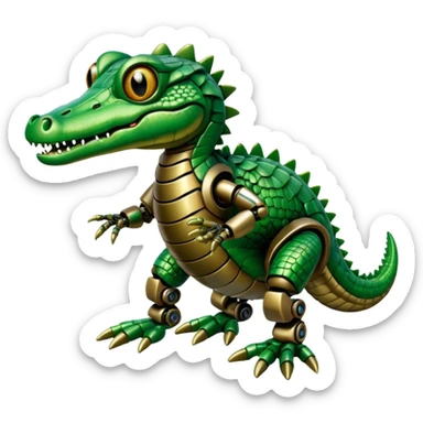baby crocodile with robot hands sticker