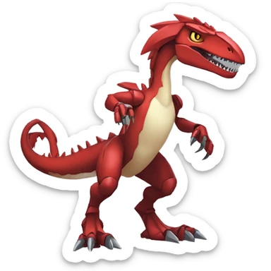  Edgy Red Digimon-Fakemon-Velociraptor-Dragon-Mecha full body sticker
