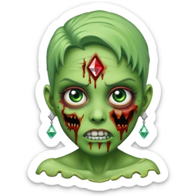 Create a zombie emoji with diamond earring sticker
