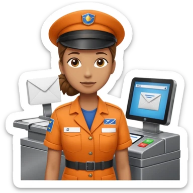 sorting clerk at conveyor  in postal crew sticker