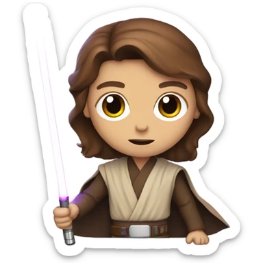 Brown haired Jedi with purple light saber sticker