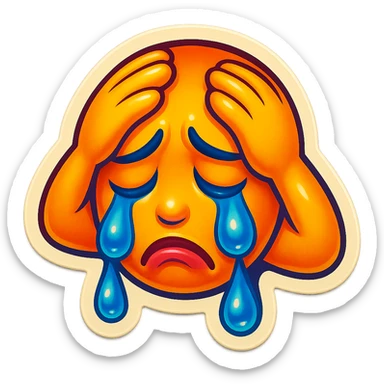 sad Tears rolling down face 
Mouth Pout
hands on head 
head down
 sticker