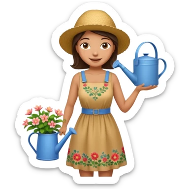 gardener woman with watering pot sticker