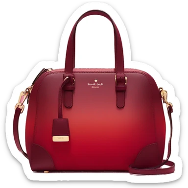 Realistic isolated dark red to candy apple red ombre kate spade satchel purse.  sticker