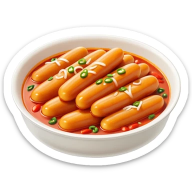 tteokbokki, spicy Korean rice cakes, vibrant, appetizing sticker