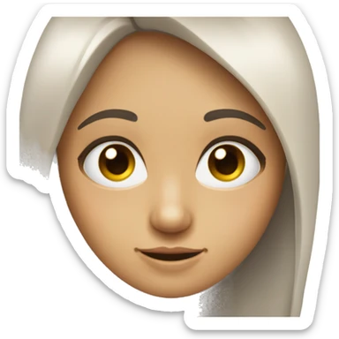 Crea una ragazza castana con gli occhi chiari e i capelli lunghi  sticker