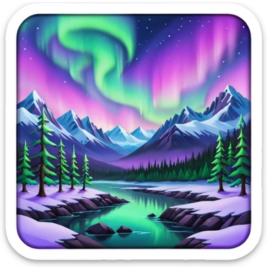 Alaska taiga: snowy forests, mountains & Northern lights sticker