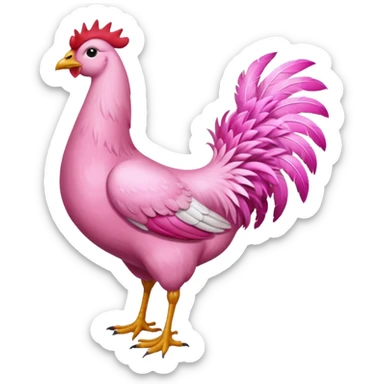 Gallina de pelaje rosa fuerte mezclada con una jirafa sin manchas sticker