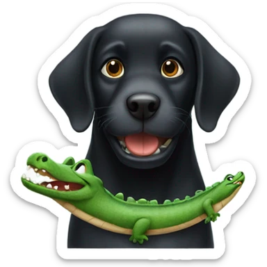 Black dog with alligator in mouth sticker