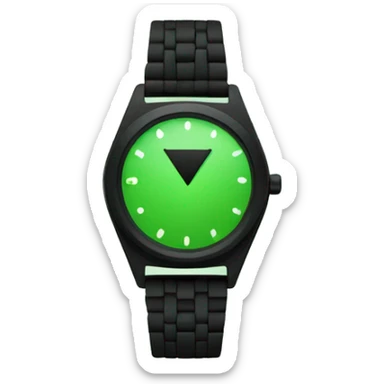 create a watch in which there should be two black colored triangles vertically placed in front of each other and the watch's background should be green. sticker
