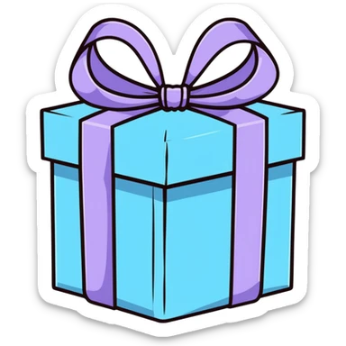 cute pastel gift box with ribbon, baby blue and lavender colors sticker