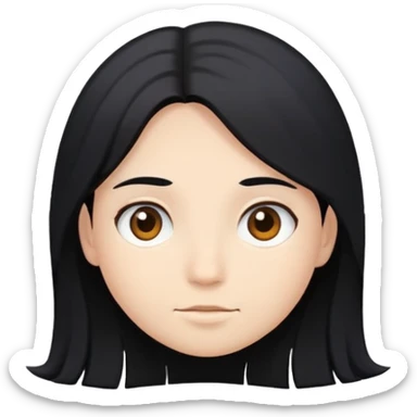I have a lonk black hair and a round face and a fair skin and brown eyes sticker