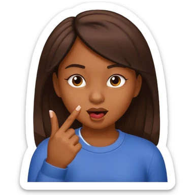 A girl head with the indice finger only the nail in the mouth sticker