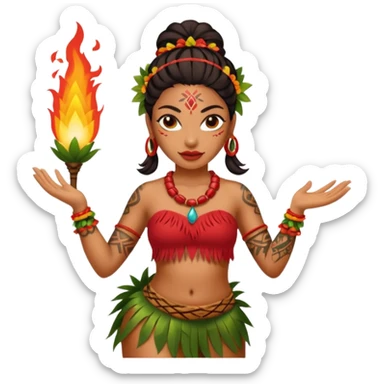 hawaiian female fire dancer with tattoos sticker