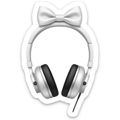 White headphones with a bow ￼ sticker