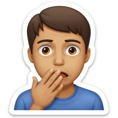 Disgust - strong feeling of revulsion or aversion -  about to vomit. hand over mouth. not crying sticker