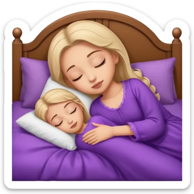 single-girl-in-brown-cozy-purple-bed-sleeping-pretty-eyelashes-light-skin sticker