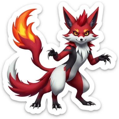 Shiny Exotic Gothic Badass Delphox-Zoroark-Zangoose-hybrid-creature sticker