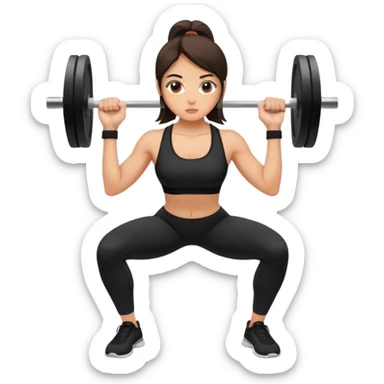 brunete girl doing squats with weight at the gym with all black outfit sticker