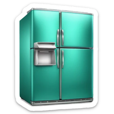 Realistic metallic turquoise fridge isolated. sticker