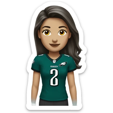  White female brunette wearing Philadelphia Eagles jersey sticker