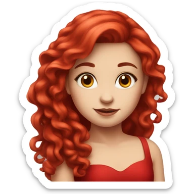 Fair-skin-elegant-girl-in-red-long-dress-with-long-red-hair sticker