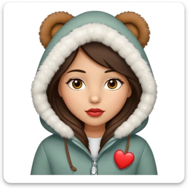 A girl with olive skin tone, brown eyes, brunette,  heart shaped lips and almond shaped eyes born in December loves winter sticker