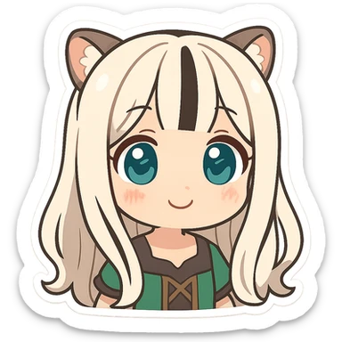 Turn this character into a cute baby in chibi sticker style with big eyes, soft colors, and an adorable expression. Format as an emoji sticker. sticker