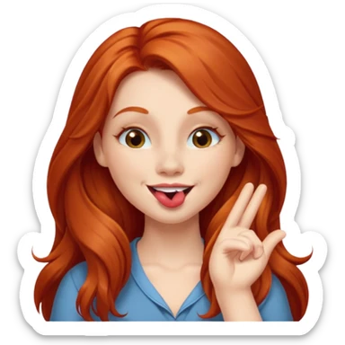Long haired redhead winking & blowing kisses sticker
