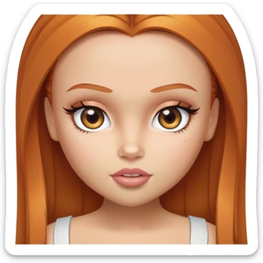 pretty bratz baddie, ginger, hazel color eyes, light skin, straight hair sticker