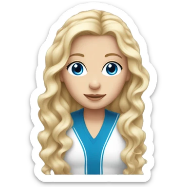 white girl with long blonde wavy hair and blue eyes sticker