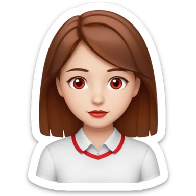 brown haired girl red rimmed eyes sticker