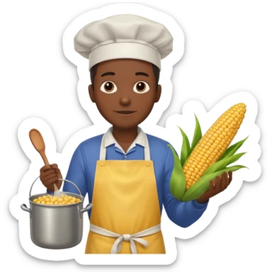 BLACK MAN AND A COOK CORN POT sticker