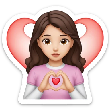 Secu Brunnete girl with two hands creating a heart shape sticker