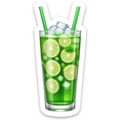 Japanese cream soda green on a glass with ice sticker