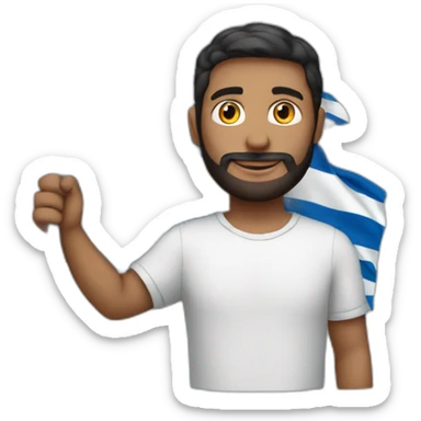 A man holding an Israeli flag sticker