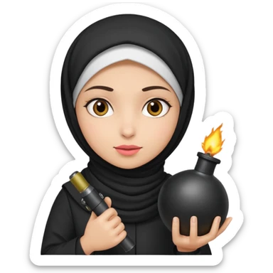 Muslim girl holding a bomb sticker