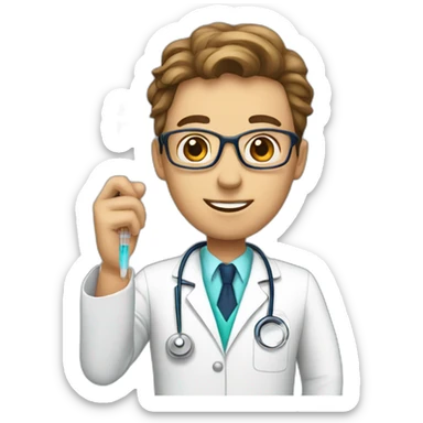 doctor with syringe sticker