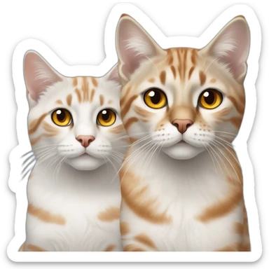 three cats, 1 lynx point with blue eyes, 1 orange and white tabby with yellow eyes, 1 all orange with orange eyes sticker