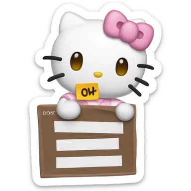 Hello kitty holding a sign that says “don’t crash out” sticker