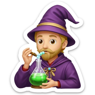 alchemist shushing while potion bubbles sticker