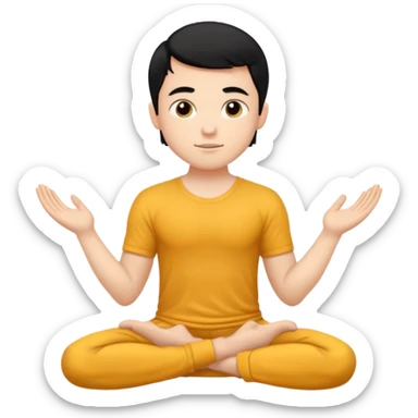 White boy with black hair doing namaste  sticker