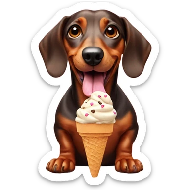 weiner dog with ice cream  sticker