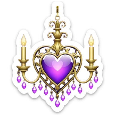 heart with purple gothic chandelier sticker