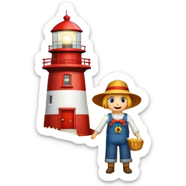 Lighthouse in a cornfield with a scarecrow  sticker