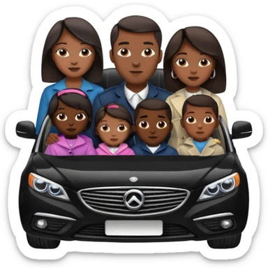 A fam of 7 mom dad big bro big sis middle sis and 2 baby we r black skin coulor and we r fine and baddies in a car sticker
